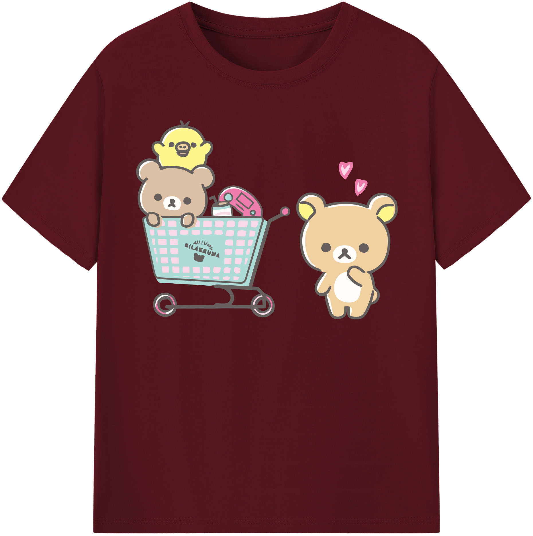 （画像用） リラックマ リラックマ キイロイトリ Rilakkuma Korilakkuma Kiiroitori 綿100％半袖Tシャツ（フロントプリント）